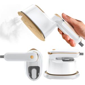 Mini Steam Iron, 2-IN-1 Handheld Size Steamer,1100W & 15s Fast Heat Up, Portable Steamer Iron for Home & Gift, Travel (White)
