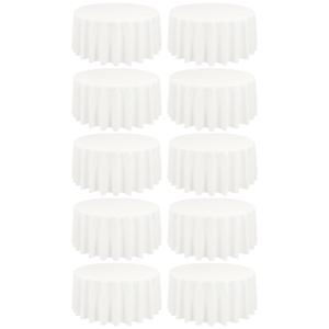 REWOMC 10 Pack Round Tablecloths - 108 Inch, Ivory Polyester Table Cover, Stain and Wrinkle Resistant Washable Fabric, Wedding Banquet Parties