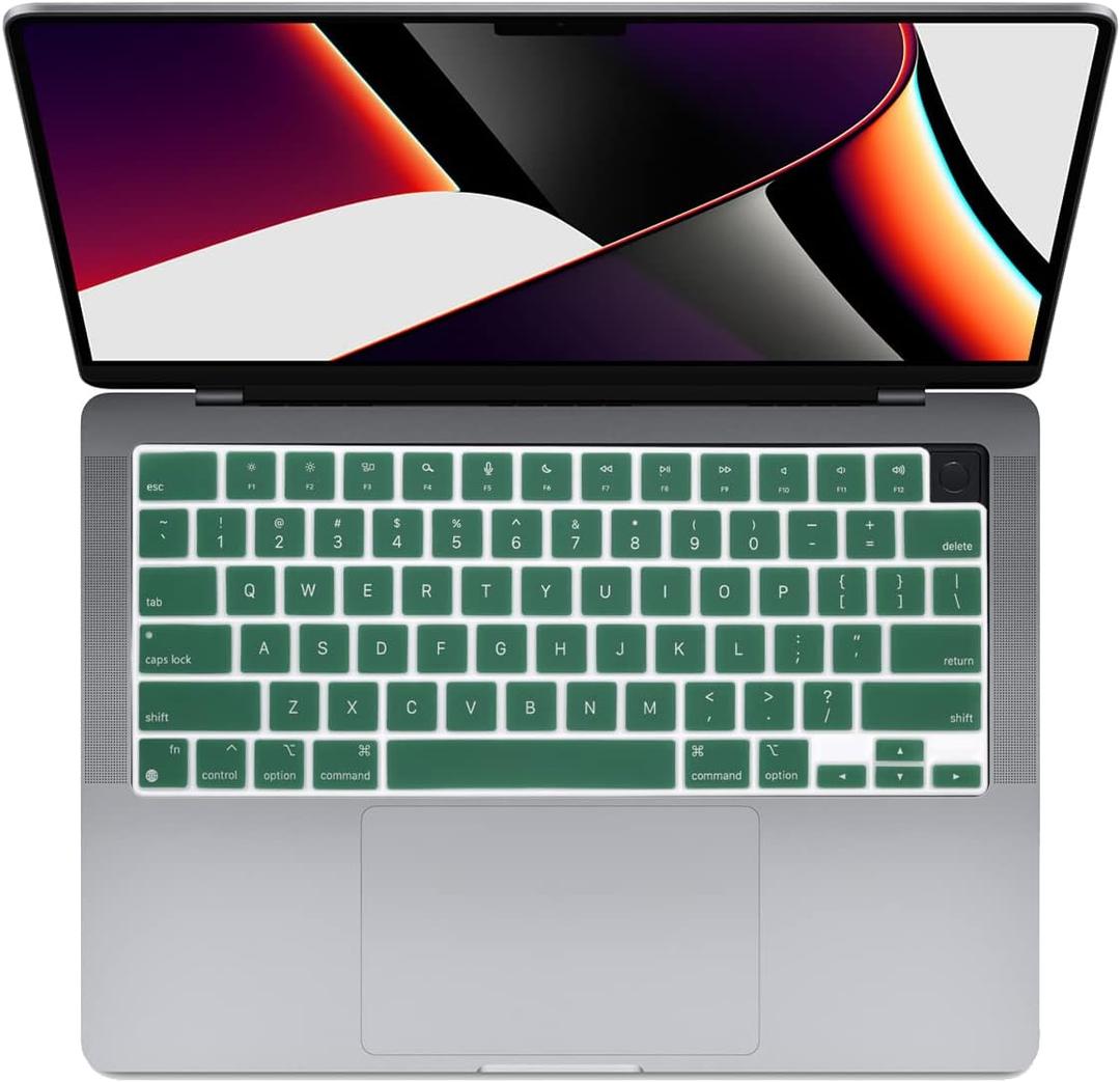 Se7enline Compatible with MacBook Keyboard Cover Skin for Mac Neo & Air 13/15 & Pro 14/16 inch (M5 M4 M3 M2 M1 A18 Pro) 2026/2025/2024/2023/2022/2021 Silicone Waterproof Dustproof Durable,Green