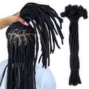 WacanDan 100% Human Hair Dreadlock Extensions for Men/Women, 0.4cm Thickness 6 Inch 60 Strands Full Handmade Can be Dyed and Bleached Permanent Loc Extensions Human Hair Natural Black