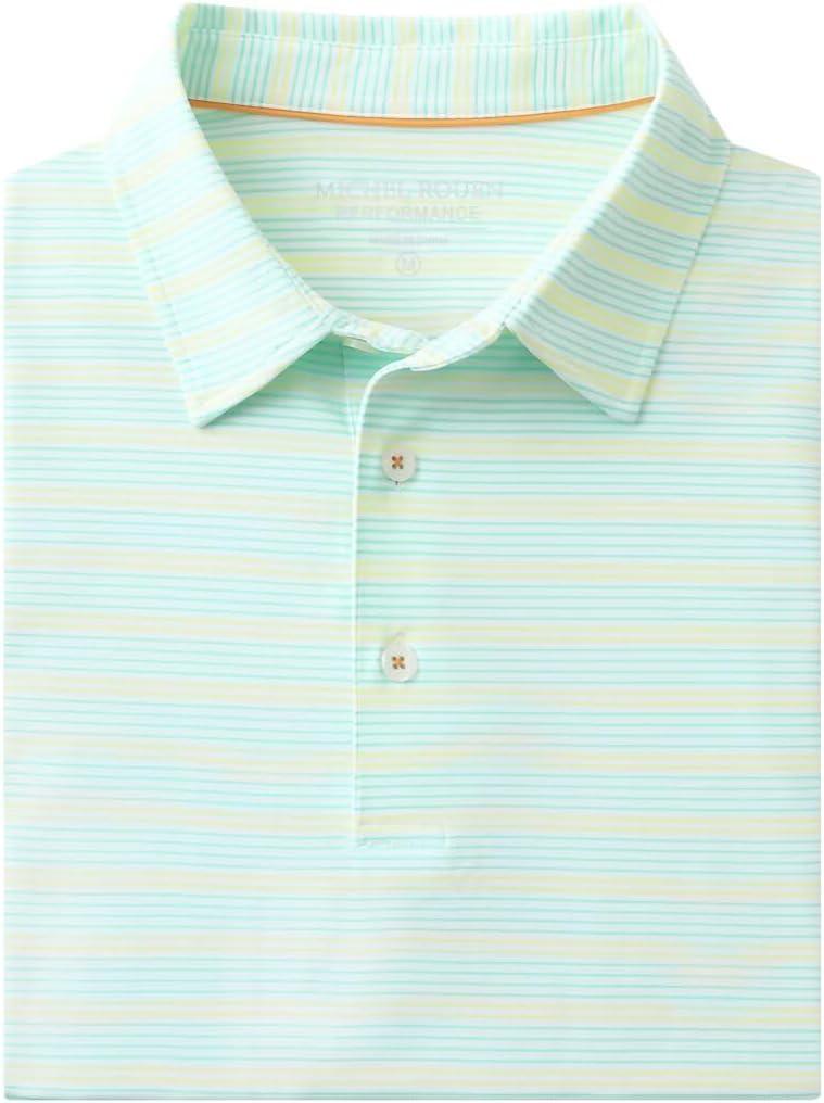 Rouen Men's Polo Shirts Short Sleeve Dry Fit Performance Wicking Moisture Causal Striped Collared Golf Shirts for Men (XXL)