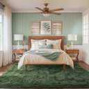 FinRec 6x9 Feet Green Rug for Living Room Bedroom, Fluffy Fuzzy Shag Rugs, Non-Slip Furry Shaggy Area Rug for Nursery Kids Room Dorm Room Home Decor, Indoor Floor Carpet