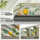 Grey Floral Bird Shower Curtain 72x72, Hummingbird and Lemon Botanical Fabric Bath Curtains, Lightweight Quick-Dry Bathroom Decor Set with Hooks