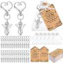 Junkin Funeral Favors Celebration of Life Favors Angel Keychains Thank You Cards for Memorial Guest Return Gifts(Bright,Transparent,100 Set)