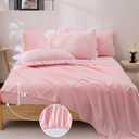 A Nice Night Comforter Twin Size,Pink Ruffle Comforter for Dorm Room Essentials for Twin Bed,Plaid Checkered Chic Bedding Bed in a Bag for Girls