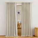 NICETOWN Linen Taupe Curtains 84 inches Long, Rod Pocket & Back Tab Flax Linen Window Treatments Privacy Vertical Drapes with Light Filtering for Bedroom/Living Room, W52 x L84, 2 Panels