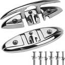Folding Boat Cleats 5" 6" 316 Stainless Steel Flip up Dock Cleats Marine Grade Rope Cleat for Deck, Yacht with Fasteners