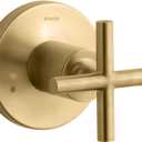 KOHLER Purist Valve Trim With Cross Handle For Transfer Valve, Requires Valve (Vibrant Brushed Moderne Brass)