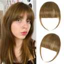 Yorda Bangs Hair Clip 100% Human Hair Clip in Bangs Fringe with Temples Wispy/French Bangs for Women Natural Looking for Daily Use (Wispy Bangs, Light Copper Brown)