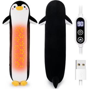 Penguin Heating Pad-USB Heated Plush Stuffed Animals for Period Cramps and Menstrual Pain Relief,20 Portable Electric Heating Pad,Built-Pocket Plushies for Women Girls Birthday Gifts