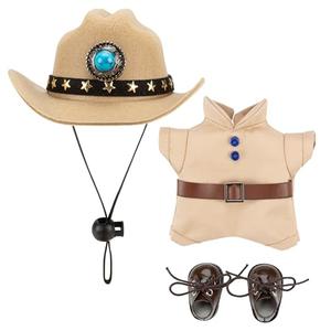 Lanynne 17cm Ornaments Clothes Set, Stylish Western Cowboy Fashion Outfit with Shoes and Hat, Adorable Outfit Set for 17cm Doll Mini Accessories, Clothes Only No Doll