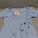 GRACE KARIN Work Tops for Women Deep V Neck Wrap Slim Fit Spring Summer Business Casual Tops Light Blue L