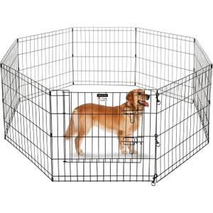 Puppy Playpen - Foldable Metal Exercise Enclosure with Eight 24-Inch Panels - Indoor/Outdoor Fence for Dogs, Cats, or Small Animals by PETMAKER