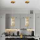 Gold Pendant Lighting Modern Pendant Light, Mini Crystal Chandeliers,Adjustable Pendant Light Fixture for Kitchen Island Dinning Room Bedroom (1 Pack)