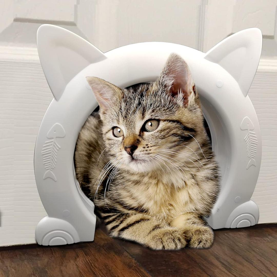 Cat Door for Interior Door, Hidden Pet Litter Box Pet Door for Cats up to 25 lbs Pet Box, Pass Through Opening 8.46x7.87 in XL (White)