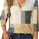 Womens Tops 3/4 Sleeve V Neck Spring Summer Work Tunic Shirts Business Dressy Casual Blouses (S)