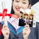 LUOZZY 4 Pcs Sublimation Graduation Fans Blank 2025 Graduation Picture Photo Frame Handheld Fan Shaped Grad 2025 Sublimation Picture Frame