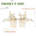 JONKY Rhinestone Bride Wedding Hair Comb Gold Bridal Hair Piece Accessories for Women(Pack of 2)