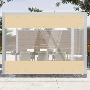 Clear Vinyl Curtains for Patio Enclosure, 23oz Heavy Duty Waterproof Anti-UV and Tear-Resistant Tarpaulin with Grommets, Weatherproof Panels for Porch, Pergola, Gazebo, Balcony, Outdoor (8'H X 15'W, Khaki)