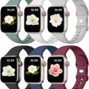 Maledan 6 Pack Bands Compatible for Apple Watch Band 38mm 40mm 41mm 42mm 44mm 45mm 46mm 49mm Women Men, Soft Silicone Sport Replacement Band for iWatch Apple Watch Series 10 9 8 7 6 5 4 3 SE Ultra (Black/ Navy Blue/ Gray/ Pine Green/ Wine Red/ White)
