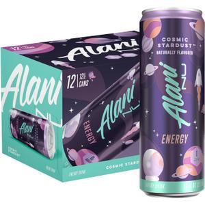 Alani Nu COSMIC STARDUST, Sugar Free, Low Calorie Energy Drinks, 200mg Caffeine, Biotin, B Vitamins, Zero Sugar, 10 Calories, 12 Fl Oz Cans, 12 Pack, BBD 07/26/27