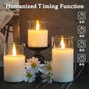 Rechargeable Flameless Glass Pillar CandlesGifts for Women,Set of Only 4 Realistic Flickering LED Light,Remote & Timer, Ideal for Living Room, Bedroom & Festival Wedding Party Dcor