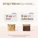 ComSaf 0.7 Qt Rectangle Glass Storage Containers with Lids, Glass Jars with Bamboo Lids, Clear Food Jar, Sugar Coffee Containers, Small Pantry Storage Container for Tea Candy Nuts Spices Oat
