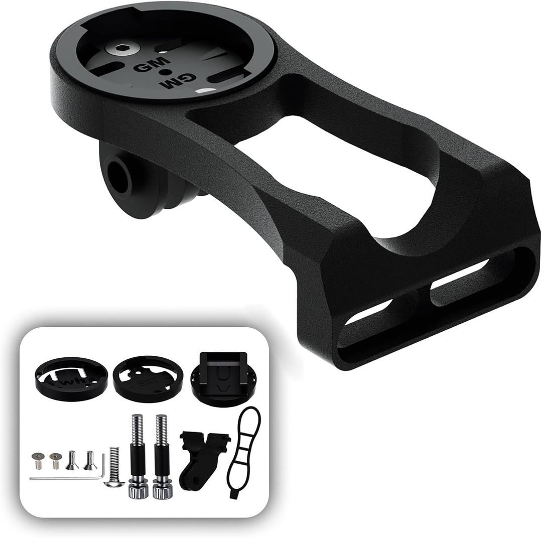 Out Front Mount for Garmin,Wahoo Bike Computer Mount Suitable for 32mm Center Stem Bolts Handlebar,Cycling Extended Holder Compatible with Wahoo Elemnt,Bryton,Cateye,GoPro Full Range,Horn & Lights