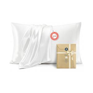 Bedsure Satin Pillowcases, Similar to Silk Pillow Cases Queen Size Set of 2, Pure White Cooling Pillow Case for Sleeping Women with Envelope Closure, Gifts for Women Men, 20x30 Inches, 2pcs