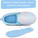 K KomForme Toddler Girls Boys Shoes Little Kids Slip on Canvas Sneakers for Running/Walking (Blue Glitter)