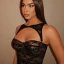 WDIRARA Women's Cut Out Lace Crop Bustier Corset Tank Top Sexy Going Out Party Club Tops (S)