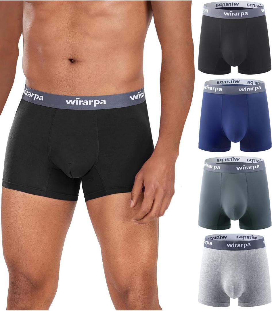 wirarpa Men's Underwear Micro Modal Trunks Soft Microfiber Boxer Briefs Size Small 4 Packs (S)