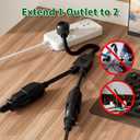 Elecan 3-Prong Y Splitter Power Extension Cord 1 FT, 45-Degree Angled Flat Plug 1 to 2 Way Outlet Space Saver, Heavy Duty Weatherproof SJTW, 16AWG 13A, 5-15P Cable Extender for Indoor Outdoor-ETL