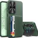 for Samsung Galaxy S25+ Plus Case Wallet with Stand, Built-in Card Holder & Camera Cover, Military Grade Drop Protection Shockproof Rugged Protective Wallet Phone Case for S25+ Plus 2025, Green