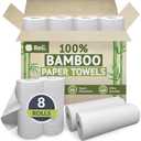 Reli. Bamboo Paper Towels (8 Pack) | Paper Towels Rolls 2 Ply | 75 Sheets/Roll, Full Size Sheets | Unbleached, Organic Rolls for Kitchen, Bathroom | 100% Bamboo