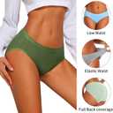 Eiggam Women's Cotton Bikini Panties,High-Cut Full Coverage Stretch Cool Underwear for Women (L)