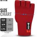 2 x WYOX Boxing Hand Wraps Inner Gloves Men Women, Half Finger Under Mitts with Elasticated Bandages for Fist Protection, Ideal for Muay Thai, Kickboxing, MMA, and Martial Arts, Perfect for Training (L/XL (22-26cm), Red)