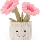 Apricot Lamb Soft Sunflower Plant Plush Toy, Stuffed Pink Flower for Kids, Soft Cute Plush Toys for Baby Girl and Boy, Fluffy Potted Sunflower