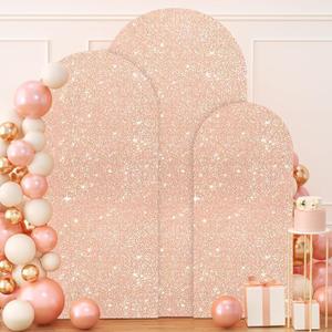 FUHSY Set of Arch Backdrop Cover 7.2Ft Rose Gold Spandex Sequin Arch Covers Stretchy Backdrop Glitter Wedding Arch Stand Cover for Birthday Party Banquet Graduation Ceremony Decoration