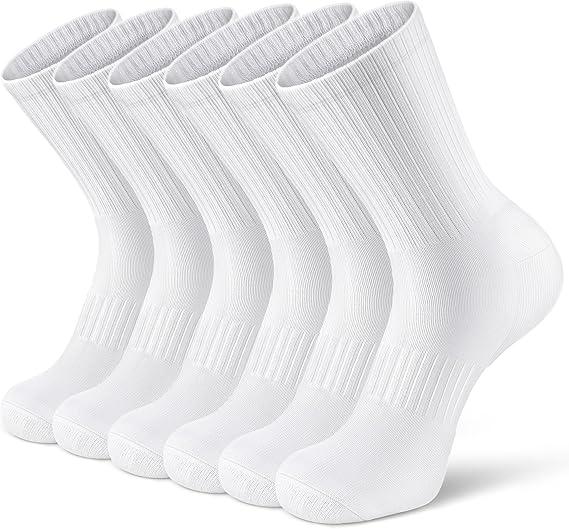Airacker Athletic Socks Sport Running Calf Socks Performance Cushioned Breathable Crew Socks for Men Women(6 Pairs)