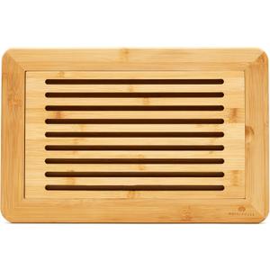 RoyalHouse Large Premium Natural Bamboo Bread Cutting Board with Crumb Tray, Bread Serving Tray for Kitchen