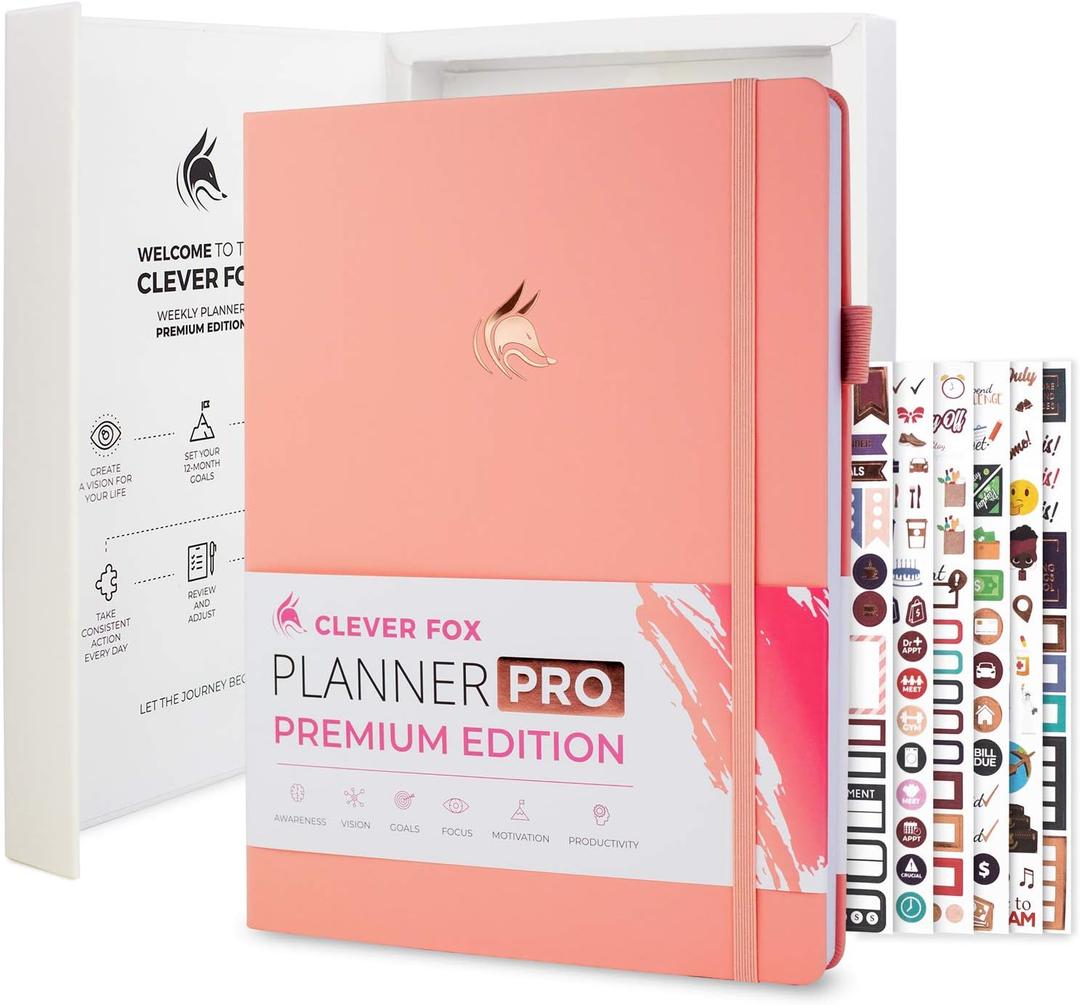 Clever Fox Planner Pro Premium  Luxurious Weekly & Monthly Planner with Budget Organizer for Productivity & Goals, Undated, A4 (Peach Pink) (A4 (8.5" x 11"))