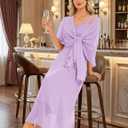 BeryLove Summer Formal Wedding Guest Prom Dresses Sequin Cocktail Evening Lace Elegant Mother of The Bride Dress (Purple, M)