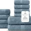 100% Cotton Bath Towel Set of 10-2 Bath Towels, 4 Hand Towels, 4 Wash Cloths, Sustainable, Soft, Highly Absorbent, Combed Cotton 10 Piece Set for Hotels, Spa, Bathroom, Dorm, Blue