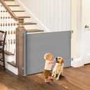 Retractable Baby Gate for Stairs, 55" Wide Mesh Dog Gate, Safe, Sturdy, Easy to Fit, 34'' Tall Baby Gate for Stairs, Doorways, Hallways, Deck, Indoor Outdoor, One-Hand Operation, Gray