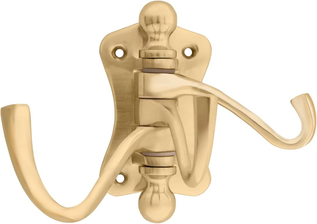 Brass Triple Hook  Polished Lacquer Finish, Bathroom, Kitchen, Vanity, Traditional or Modern Decorative Hook for Home & Office
