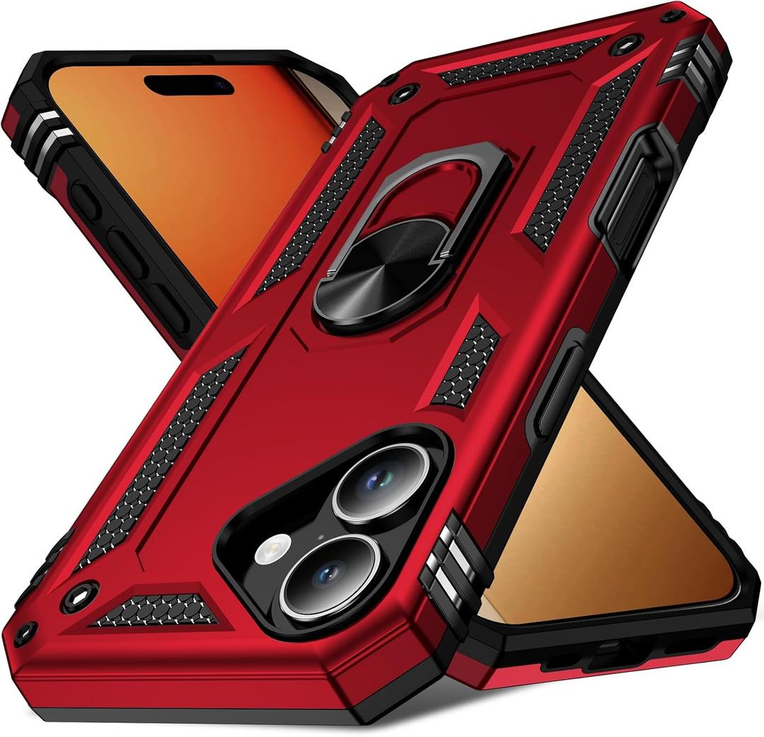 Korecase Red Case for iPhone 17 with Stand [Military-Grade Protection] Dual Layer Heavy Duty Shockproof Armor for Apple iPhone17 Case 6.3-inch
