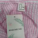 MakeMeChic Women's Maternity Blouse Spring Striped Long Sleeve Pregnancy Button Down Shirts (Pink, XL)