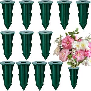 12 Pcs Memorial Artificial Flower Holder, Patio Garden Floral Ground Spikes, Cemetery Flower Container Stakes for Outdoor Yard Grave Faux Flowers Indoor Window Box Planter Pot