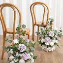 Ling's moment 17.5" Tall Free Standing Artificial Flowers Arrangements 2 pcs Wedding Aisle Runner Chair Decorations Lilac & White Centerpieces for Ceremony Reception Rose Floral Floor Party Outdoor